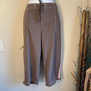 SB Active Capri Pants Brown Pink Trim Hiking Crop Wide Leg Outdoor 1X